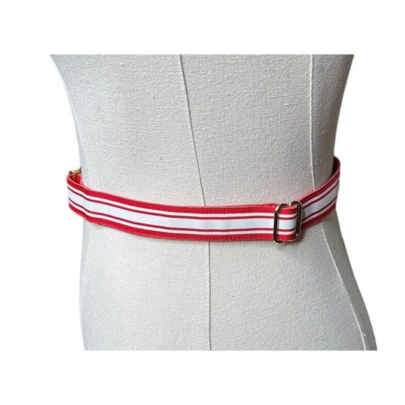Vintage Anne Klein Studio NYC Gold Lion Buckle Womens Belt Red White 1976 main image 7